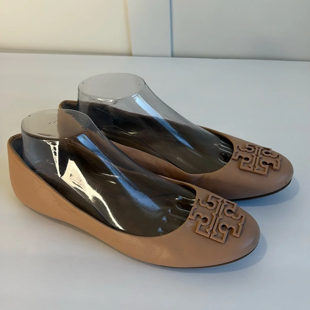 Tory Burch Melinda Powder Coated Blush/Tan Ballet Flats